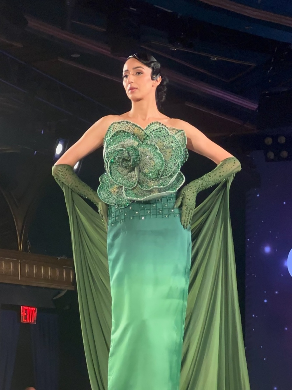 Emerald Green Couture Gown | Hand-Embellished Statement Dress